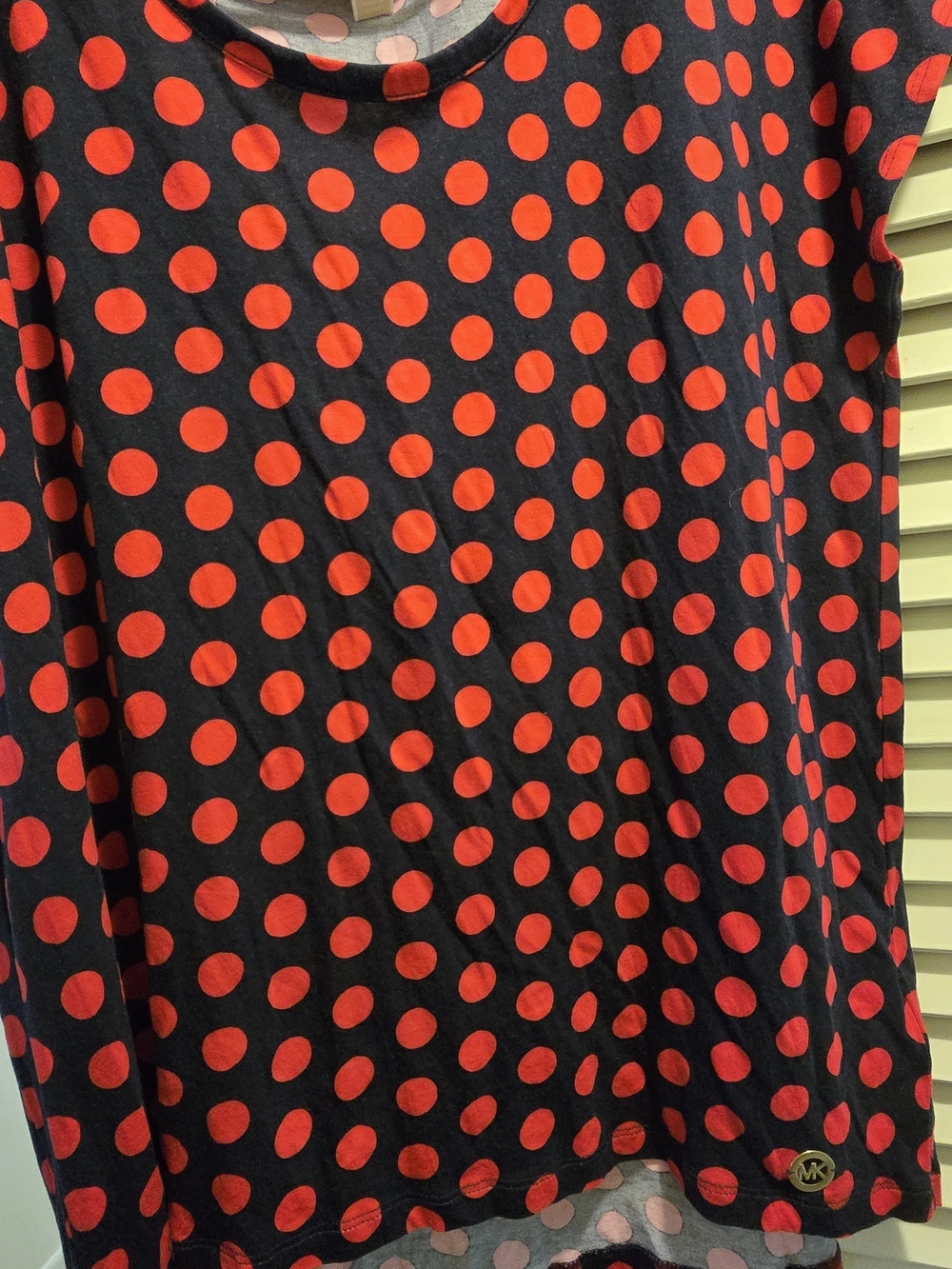 Michael Kors Polka Dot Large Knit Top - Red & Navy - Picture 5 of 6